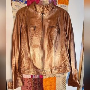 Biker Jacket Metallic Copper Leather
